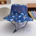 Cappello parasole in mesh blu scuro per bambini con stampe di aerei e laccio regolabile - 52cm (2-5 Anni) / Aereo Blu Scuro