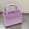 Lightweight lavender EVA perforated beach bag with durable carrying handles for summer - Purple