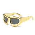 Lunettes punk Y2K avec monture dorée brillante et verres teintés gris foncé chic - Monture Dorée Plaquée Verre Gris Noir