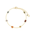 Elegantes S925 Sterling Silber Goldarmband mit bunten geometrischen Zirkonia Edelsteinen - 925er Silber / Gold
