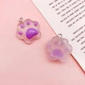Violet resin cat paw charms with metal rings for jewelry making and bracelets - 19x20mm / Purple Cat Paw