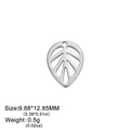 Silver hollow leaf charm for jewelry making, 9.88x12.85mm stainless steel DIY pendant - Steel Color Hollow Leaf