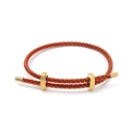 Adjustable 3mm red and gold braided steel wire bracelet with gold sliding metal rings - Gold Thread + Red