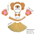 6-piece Halloween lion costume set with headband, mask, tutu and gloves for kids - Lion Costume 6-Piece Set (Gold Tutu+Mask)