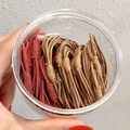 Elastic hair ties in reddish and light brown colors stored in a clear plastic container - 20 PCS (OPP Bag) / Orange Red + Ginger Yellow