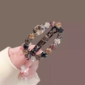 Elegant vintage crystal flower hair claw clip with champagne and amber rhinestones - 22# Colorful Oval Rhinestone Clip (Approx. 5.7CM)