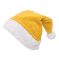 Luminous yellow plush Christmas hat with white fur trim and pompom for festive party - 30*40cm / Gold Short Plush (Adult)