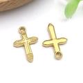 Pendentifs croix en acier inoxydable doré pour bijoux DIY avec finitions polies et texturées - 21x13x3mm Croix d'Or(T2418)