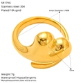 Close-up of 18K gold-plated irregular stainless steel heart ring with dimension details - Abstract Heart Style (SR179G)