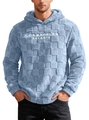 Hellblauer Fleece-Hoodie mit Los Angeles-Schriftzug und geprägtem Schachbrettmuster - S / Hellblau