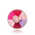 Rotating metal confidence pin badge with colorful enamel sections and golden motivational text - Rotating Heart Brooch / Confidence & Love