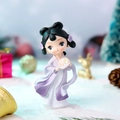 Cute chibi Hanfu girl figurine in light purple dress holding a fan decorative ornament - 1142-3 Small Purple Skirt with Fan