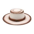 Zweifarbiger Western Cowboy Filzhut mit flacher Krempe, Lederband und Metallemblem. - Einheitsgröße / Weiß (Mit Totenkopf-Dekoration)