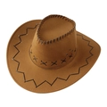 Sombrero vaquero marrón vintage con detalles de costuras negras y ala ancha para exterior - Niños 54CM / Leonado Oscuro