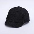 Detailed close-up of a black denim baby baseball cap with a short brim and retro style - 48-50cm (8 Months - 2 Years Old) / Black