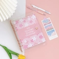Pink cherry blossom PVC A5 100 envelope savings challenge binder with 6-ring metal binder - A5 Rose Gold Floral (25 Sheets + Tracker)