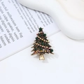 Vintage bronze Christmas tree brooch with green and iridescent rhinestones in variant finish - Style 57 (4.5*3cm)