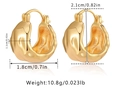 Detail view of irregular gold hoops with dimensions and weight in 2.1cm x 1.8cm - 18K Gold