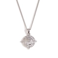 Silver evil eye sunburst pendant necklace with sparkling crystal inlay for women - Eye (Curb Chain Round Tarot Rhinestone-Steel-Eye) / Steel