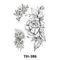 Waterproof temporary tattoo sticker with black flower illustrations style TH-386 - Th-386 / 210*148mm