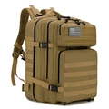 Tactical Oxford cloth backpack in khaki with MOLLE system and USA flag patch - 45L / Khaki