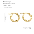 Detailed size specifications of 18K gold plated stainless steel twisted hoop earrings - Gold