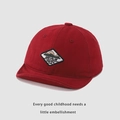Detail of red canvas toddler baseball cap featuring diamond-shaped mountain embroidery patch - One Size / Maroon