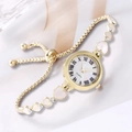 Orologio al quarzo elegante dorato da donna con bracciale a cuore e quadrante in madreperla - Oro