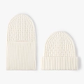 Ensemble d'hiver avec cagoule et bonnet en tricot crème au motif texturé - Crème