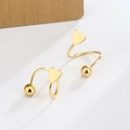 Pendientes de espiral en plata de ley 925 dorada con diseño de corazón y esfera - Color Oro-Estilo de Corazón (Individual-Oreja Izquierda)