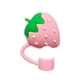 Pink 3D strawberry silicone straw cover accessory for 10mm drinking straws - Strawberry Shape / Pink