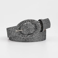 Sparkling silver rhinestone belt with oval metal buckle for fashion jeans decoration - Silver Gray