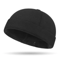 Winter wool docker hat in black with fleece lining and adjustable metal eyelets - Adjustable / Black