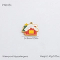 Ciondolo natalizio in acciaio inossidabile 18k con casa sulla neve rossa e albero - PJ91051 Ciondolo DIY Casetta Innevata di Natale