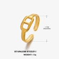 Gold stainless steel pig nose ring with adjustable open band and minimalist design - Gold H-link Style