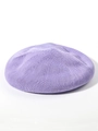 Breathable linen knit beret hat for women in elegant lavender purple color - Adjustable / Purple