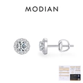 Orecchini a lobo Halo in Moissanite argento S925 con certificato GRA e chiusura a vite - Argento 925 / Orecchini a Bottone Halo in Moissanite da 1 Carato (MSE0004)
