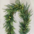Detail view of Norfolk pine garland with realistic greenery and small green berry clusters - 【1.8m】Luxury Dense Fox Garland with Berries