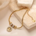 Pulsera de árbol de la vida en acero inoxidable dorado con circonitas y cadena de serpiente - Dorado