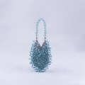 Handmade light blue crystal beaded handbag with teardrop shape for women party use - Teal