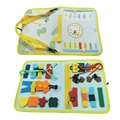 Felt busy board for toddlers with clock, zipper, and colorful learning elements - White 2 Pages / 44*28cm
