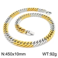 Tweekleurige zilver-gouden Cubaanse schakelketting met baksluiting, 450x10mm 92g - Ketting 45cm