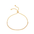 Elegante verstelbare gouden armband met witte strass steentjes en schuifsluiting - Goud