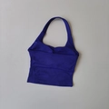 Slim fit halter yoga tank top in deep purple with seamless high-stretch matte fabric - Blue and Purple