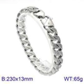 Herren Silberne Gliederkette mit Diamantbesatz, Größe 230x13mm, Gewicht 65 Gramm - Full Strass Cuban Link Armband / Stahlfarbe (KB129874-BDJX)