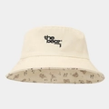 Détail d'un chapeau de soleil beige avec broderie d'ours et doublure imprimée Hello Bear - Taille unique / Beige