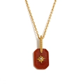 Collana in acciaio placcato oro 18K con ciondolo a stella in pietra goldstone - Stile Avventurina Rosso-Marrone (Oro-10)