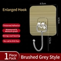 Gray brushed metal adhesive hook with 6.5cm square base for bathroom and kitchen - Large 45 Silk 6.5*6.5cm / Brushed Grey