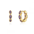 Detailed macro view of S925 hallmark on gold plated hoop earring with purple marquise stone - Green Zirconia (Gold Plated)