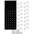 Piercings de nez en L en acier inoxydable avec cristaux 1,8 mm, boîte de 40 pièces - Type à crochet courbe / 1.8mm / Blanc (Pack de 40 Pièces)